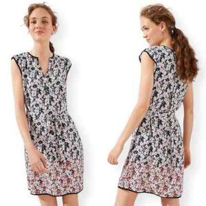 NWT LOFT Floral Front Tie Black Pink and Green Women's Sleeveless Dress Size M